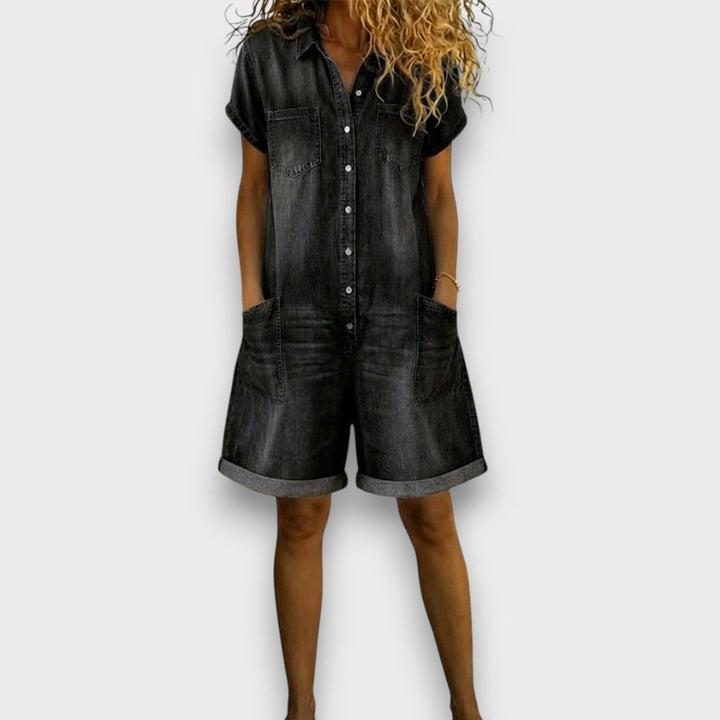 Joan | Mono corto vintage con aspecto denim