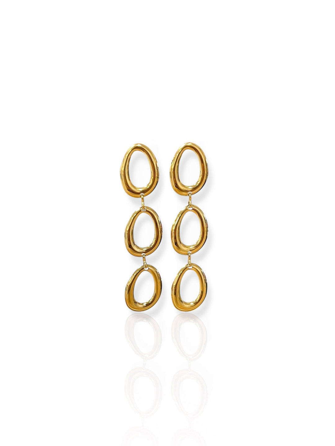 Pendientes cascada óvalos relieve dorados