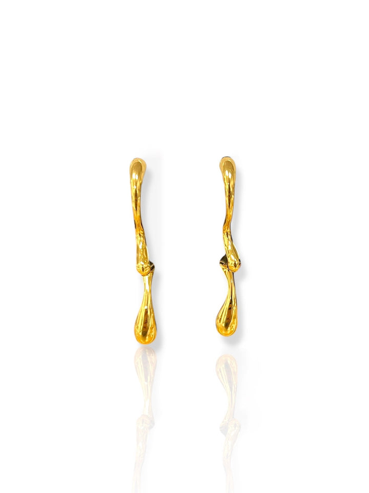 Pendientes gota asimetrica dorados