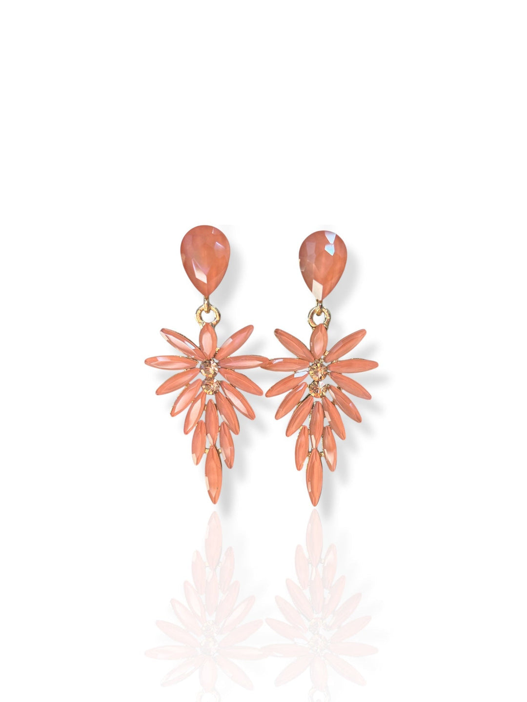 Pendientes hoja brillantes coral