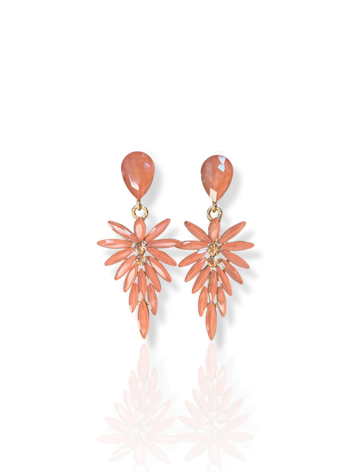 Pendientes hoja brillantes coral