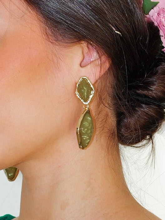 Pendientes rombos piedras verdes