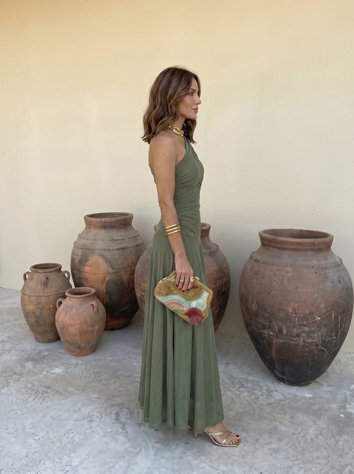Irene / Vestido elegante sin tirantes de malla