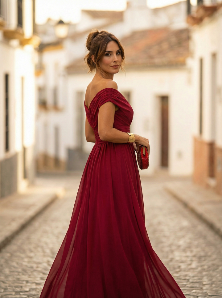 Leo | Vestido largo con cuello en V elegante