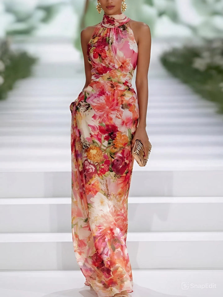 Isabella · Vestido largo halter floral