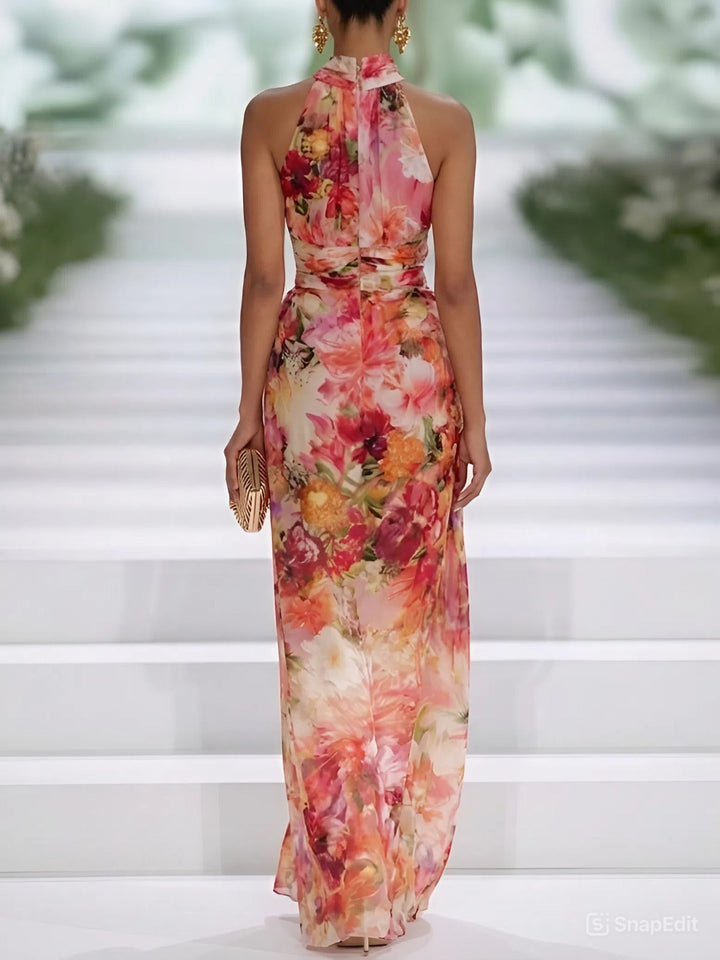 Isabella · Vestido largo halter floral
